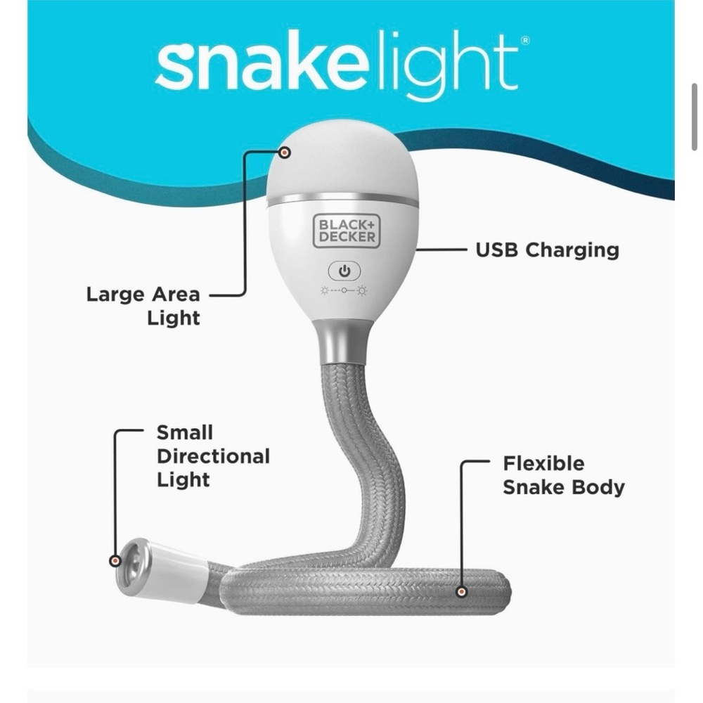 Black & Decker SnakeLight Flexible LED Lamp - White & Gray - Picture 2 of 6